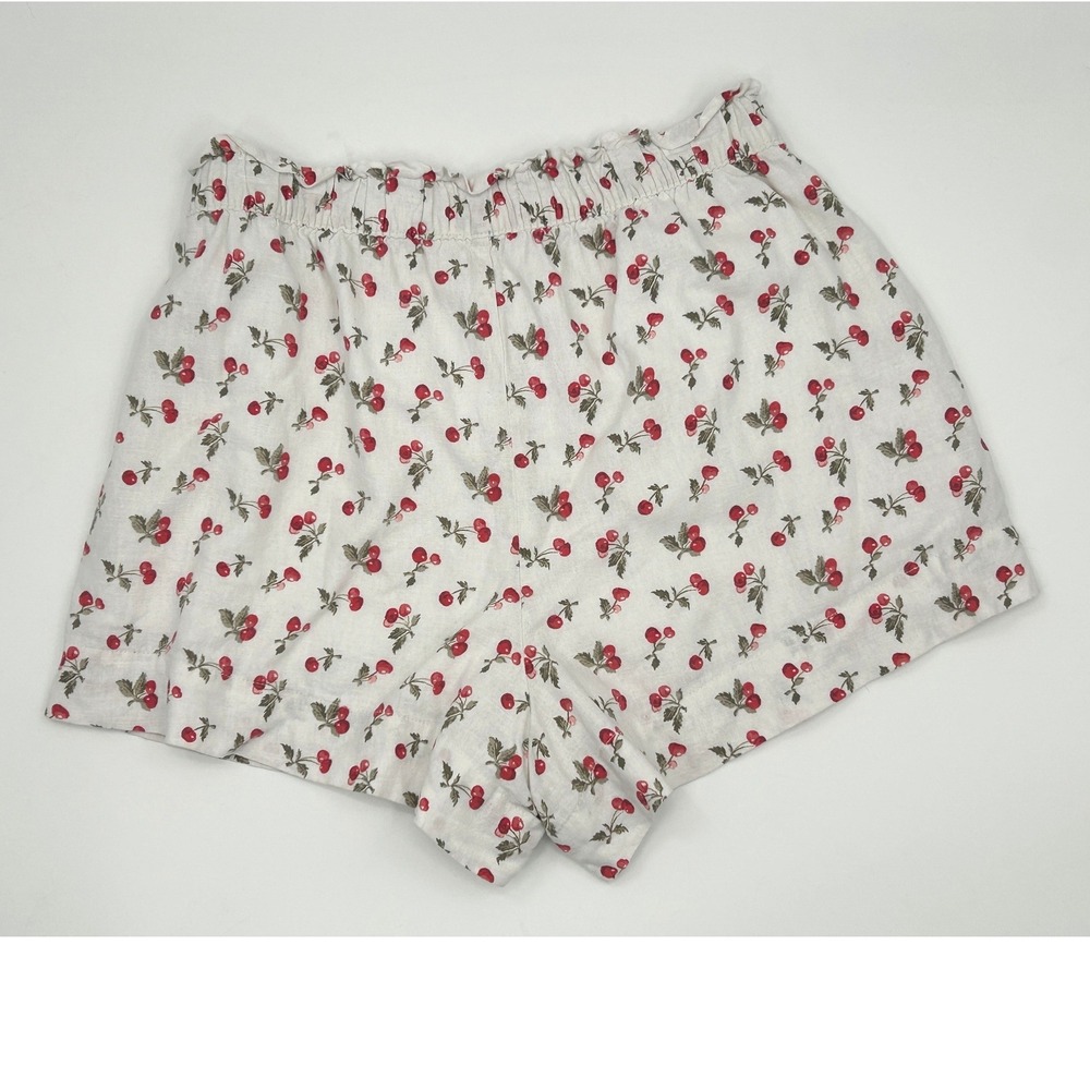 Abercrombie Cherry Print Linen Blend Lined Shorts Coquette Cottagecore M - Picture 3 of 9